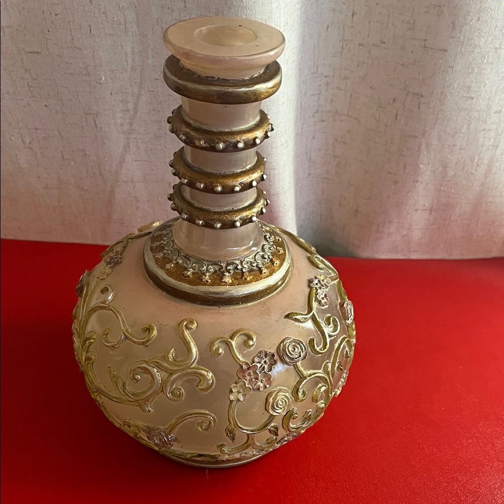 Vintage Bottle OLFE-723 Raised Flowers ORNATE 8”H 5.5”D